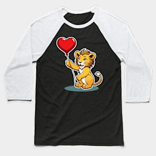 Lion Heart Balloon - Valentines Day Baseball T-Shirt